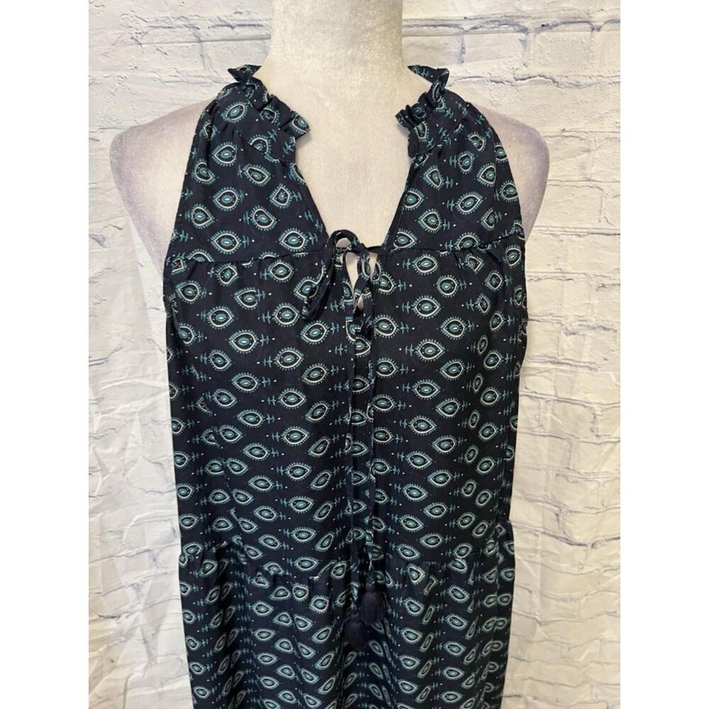 Women Ruffle Neck Blue Boho